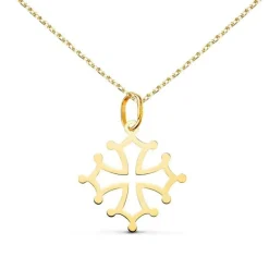 Collier - Médaille Croix Occitane Or 18 Carats 750/000 Jaune - Chaine Dorée