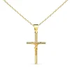 Collier - Médaille Croix Or 18 Carats 750/000 - Christ sur la Croix - Chaine Dorée