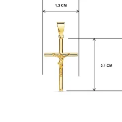 Collier - Médaille Croix Or 18 Carats 750/000 - Christ sur la Croix - Chaine Dorée