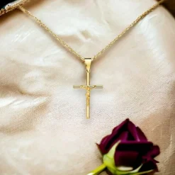 Collier - Médaille Croix Or 18 Carats 750/000 - Christ sur la Croix - Chaine Dorée