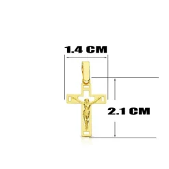 Collier - Médaille Croix Or 18 Carats 750/000 - Christ sur la Croix - Chaine Dorée