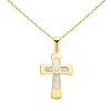Collier - Médaille Croix Or 18 Carats 750/000 Jaune et Nacre - Chaine Dorée