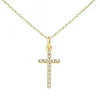 Collier - Médaille Croix Or 18 Carats 750/000 Jaune et Zirconiums - Chaine Dorée
