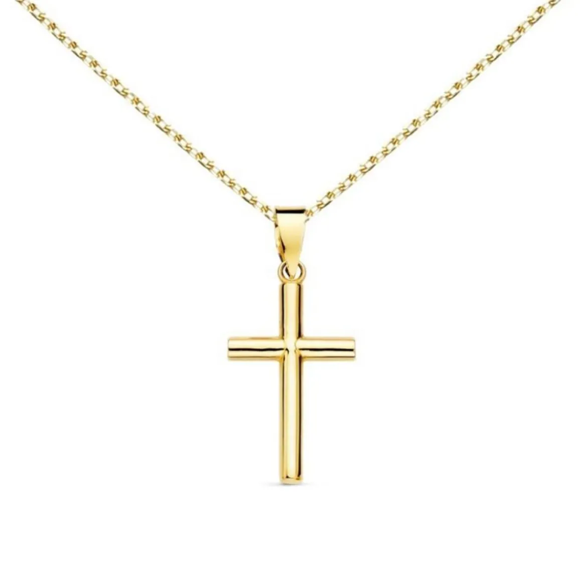 Collier - Médaille Croix Or 18 Carats 750/000 Jaune - Chaine Dorée