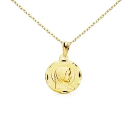 Collier - Médaille Vierge Marie Or Jaune - Chaîne Dorée - Gravure Offerte