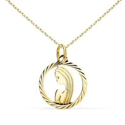 Collier - Médaille Vierge Or Jaune - Chaîne Dorée
