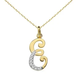 Collier - Pendentif Initiale Lettre E - Chaine Dorée