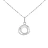 Collier - Pendentif Or Blanc Anneaux Enlacés Sertis de Zirconiums - Chaine Argentée - Femme