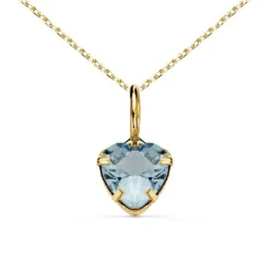 Collier - Pendentif Or Jaune 18 Carats 750/000 - Zirconium Bleu Topaze - Chaine Dorée