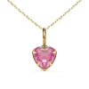 Collier - Pendentif Or Jaune 18 Carats 750/000 - Zirconium Rose - Chaine Dorée