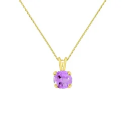 Collier - Pendentif Or Jaune Améthyste Ronde - Femme