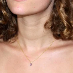 Collier - Pendentif Or Jaune Améthyste Ronde - Femme