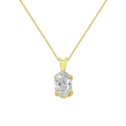 Collier - Pendentif Or Jaune Zirconium Ovale - Femme
