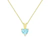Collier - Pendentif Or Jaune Topaze Bleue Coeur - Femme