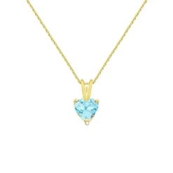 Collier - Pendentif Or Jaune Topaze Bleue Coeur - Femme