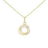 Collier - Pendentif Or Jaune Anneaux Enlacés Sertis de Zirconiums - Chaine Dorée Offerte