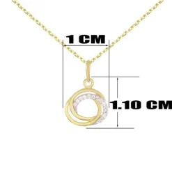 Collier - Pendentif Or Jaune Anneaux Enlacés Sertis de Zirconiums - Chaine Dorée Offerte