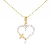Collier - Pendentif Or Jaune et Zirconiums - Motif Coeur et Croix - Chaine Dorée