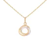 Collier - Pendentif Or Rose Anneaux Enlacés Sertis de Zirconiums - Chaine Dorée Rose Offerte