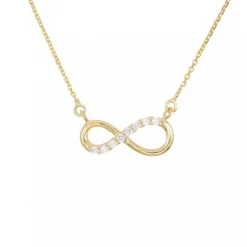 Collier Femme Or Jaune - Motif Infini - Pavé de Zirconiums