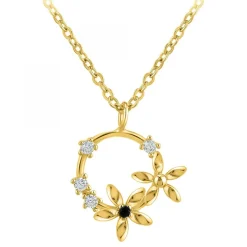 Collier Fleurs par SC Bohème orné d'un véritable diamant noir