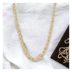 Collier Or 18 Carats 750/000 Maille Corde en Chute Jaune - Femme