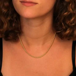 Collier Or 18 Carats 750/000 Maille Palmier Jaune - Femme