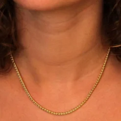 Collier Or 18 Carats 750/000 Maille Palmier Jaune - Femme