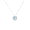 Collier Or Blanc Topaze Bleue et Zirconiums – Femme