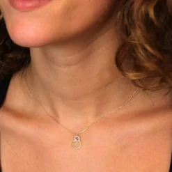 Collier Or Jaune et Diamants - Motif Anneaux - Femme