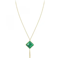 Collier SC Bohème orné d'une malachite en acier inoxydable