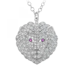 Collier signe astrologique lion orné de Cristaux scintillants par SC Crystal en Métal rhodié