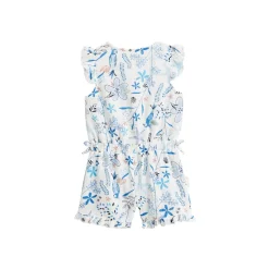 Combishort bébé + chapeau en gaze de coton Océan d'amour