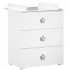 Commode à langer 3 tiroirs NEW BASIC Boutons Etoile Gris