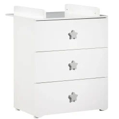 Commode à langer 3 tiroirs NEW BASIC Boutons Etoile Gris