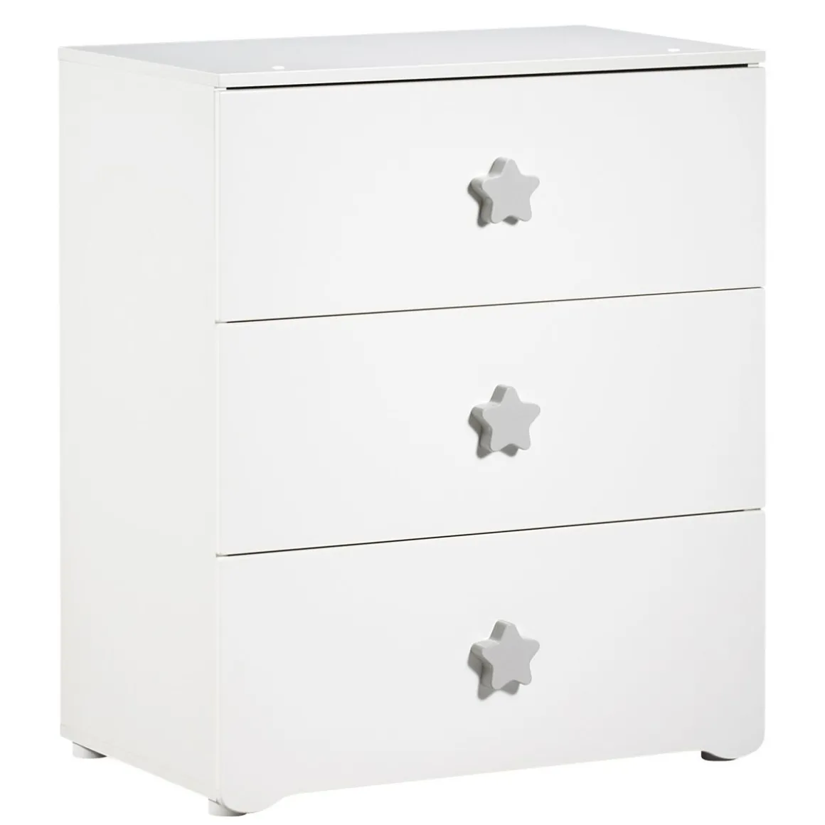 Commode à langer 3 tiroirs NEW BASIC Boutons Etoile Gris