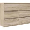 Commode CHELSEA 6 tiroirs - L 110 x P 42 x H 80 - Décor chene sonoma