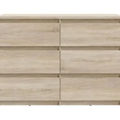 Commode CHELSEA 6 tiroirs - L 110 x P 42 x H 80 - Décor chene sonoma