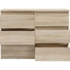 Commode CHELSEA 6 tiroirs - L 110 x P 42 x H 80 - Décor chene sonoma