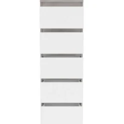 Commode CHELSEA 5 tiroirs - 41,8 cm - Décor optique béton clair KILOX et blanc mat