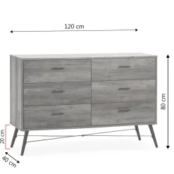 Commode Clavel 6 Tiroirs Couleur Rustique