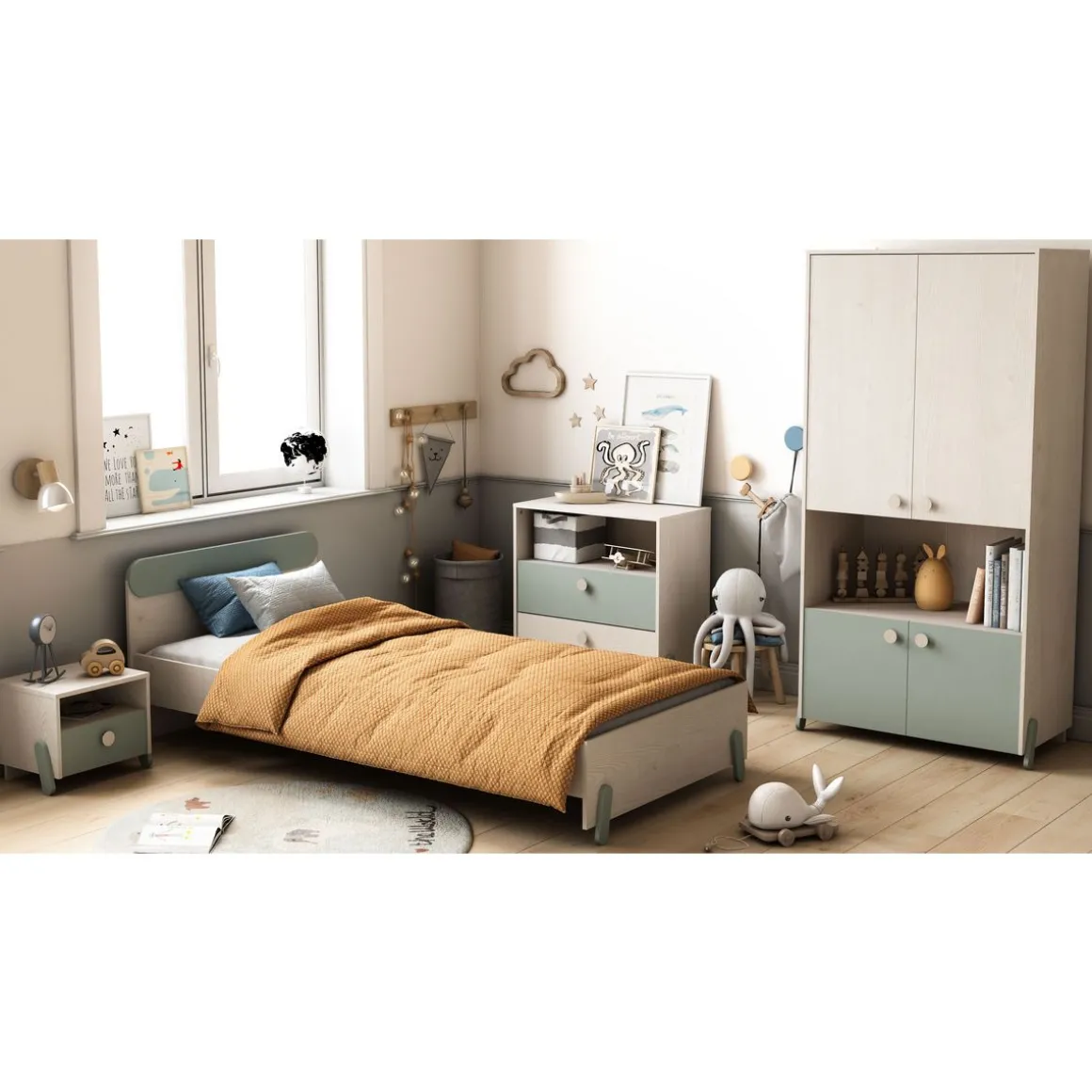Commode enfant 1 niches 2 tiroirs L73cm NOLAN