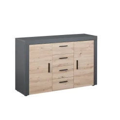 Commode meuble de rangement 2 porte 4 tiroirs L134cm BETO
