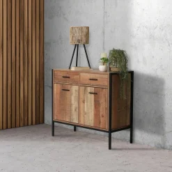 Commode Riverside - 2 tiroirs et 2 portes - Largeur 84 cm - Métal et Bois