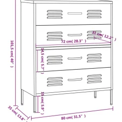 Commode Vert menthe 80x35x101,5 cm Acier