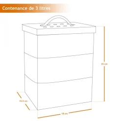 Composteur, bac, poubelle à compost de cuisine - 3 L - Noir