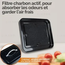 Composteur, bac, poubelle à compost de cuisine - 3 L - Noir