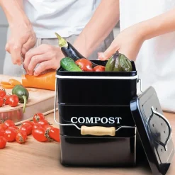 Composteur, bac, poubelle à compost de cuisine - 3 L - Noir
