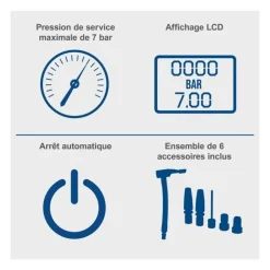 Compresseur portatif - SCHEPPACH - 20V IXES - Affichage LED - 7 bars - 6 access inclus - sans batterie ni chargeur - C-AC20-X