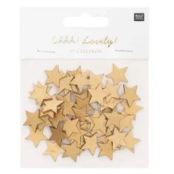 Confettis étoiles en bois dorés